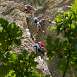 Una familia francesa al completo superando la canal desplomada de la Balme / V&iacute;a ferrata � Vigneaux | La Balme 