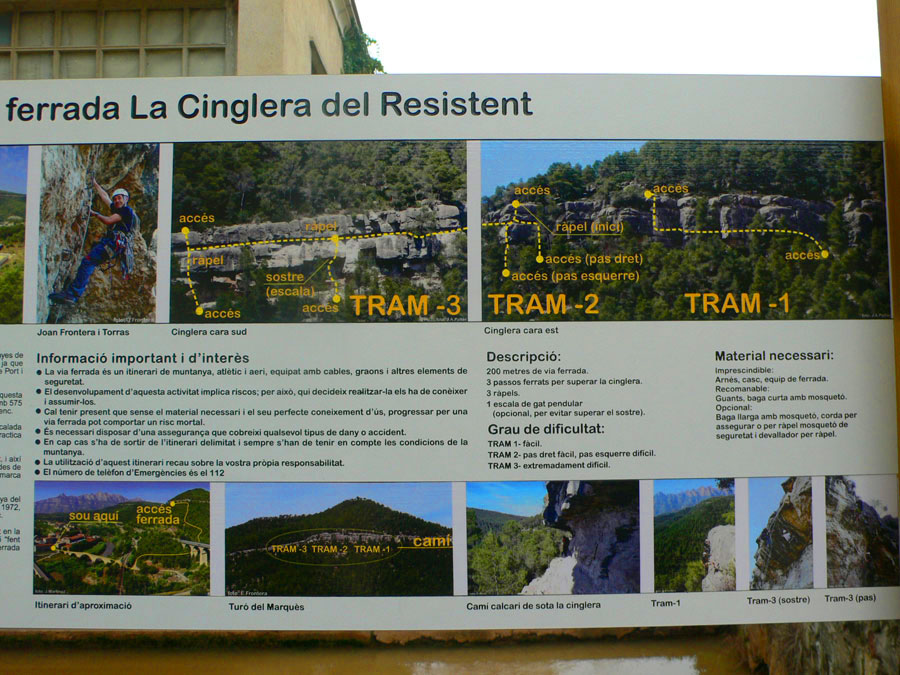 Plafón informativo de la vía ferrata 