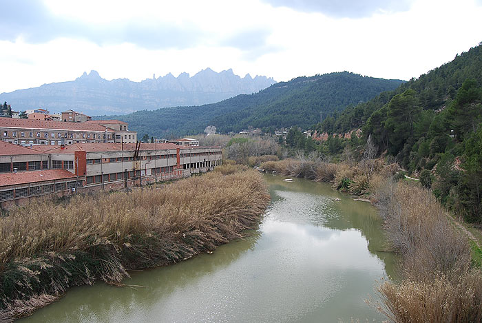 El río Llobregat con Montserrat al fondo 