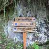 Indicadores en una bifurcación del camino / Ruta a pie Catarata Gocta 