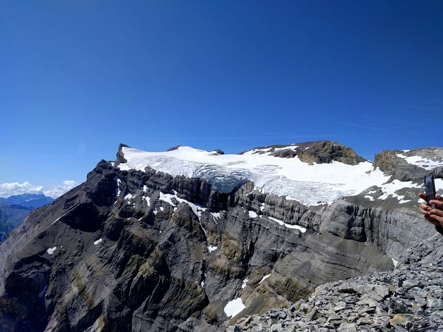 Les Diablerets Glacier and summit (3,210 m.) from the Quille du Diable.