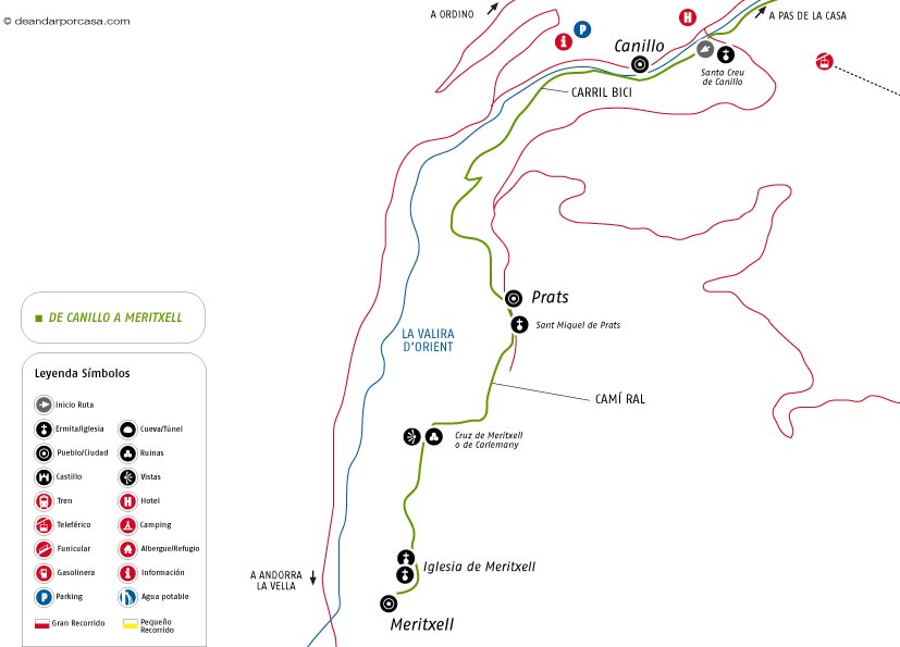 Croquis del sendero de bajada a Meritxell desde Canillo