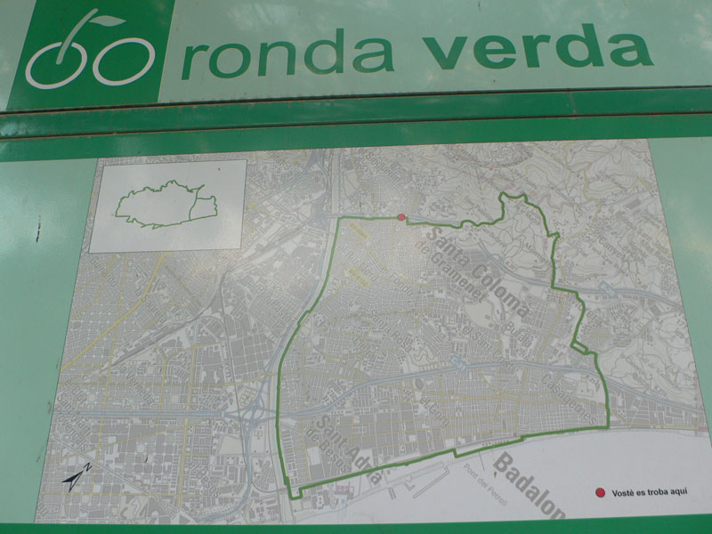 Mapa de la ronda verda sector Badalona -en pequeño vemos el circuito completo- 