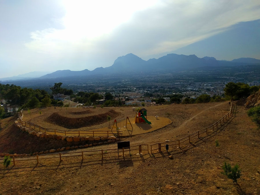 Back view towards the park with the Puig Campana in the background 