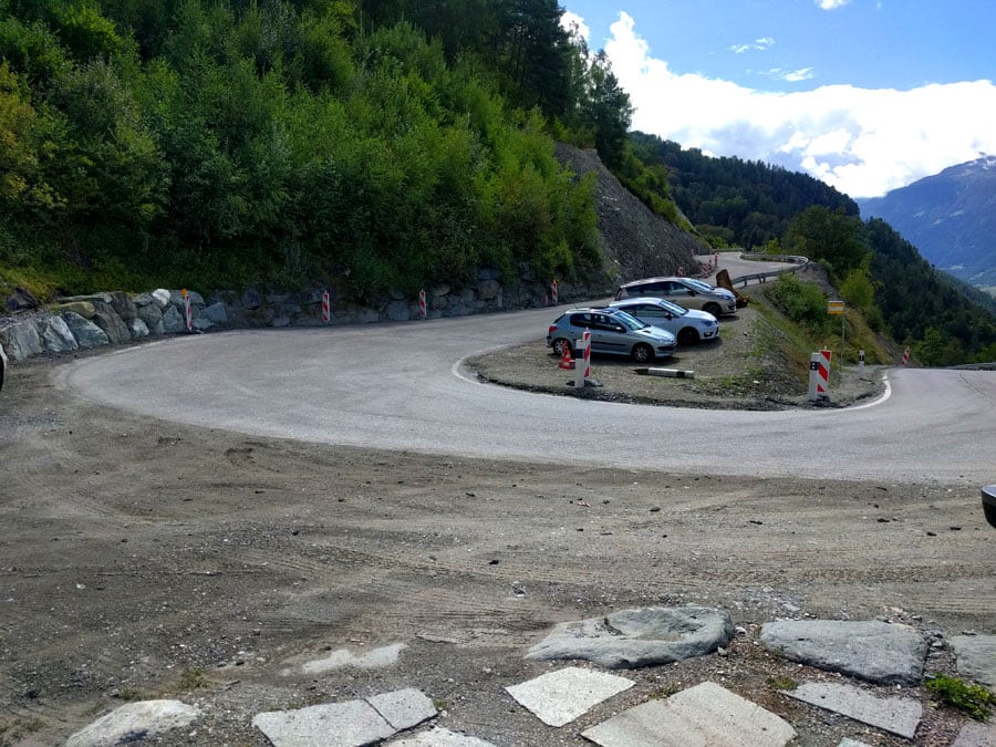 Parking lot next to the bus stop on the Creux de Nax road 