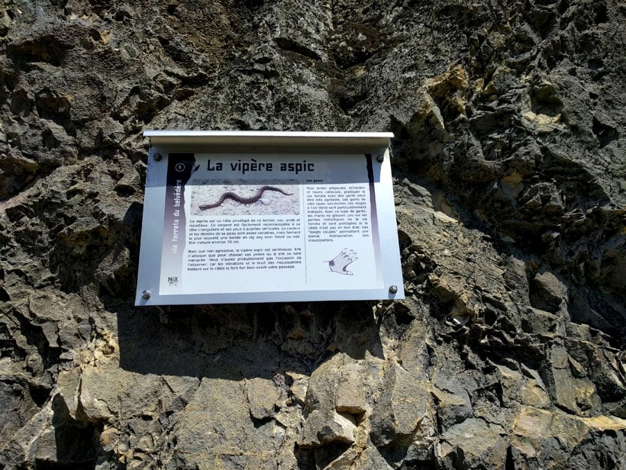 Informative signposts about the flora and fauna along the via ferrata 