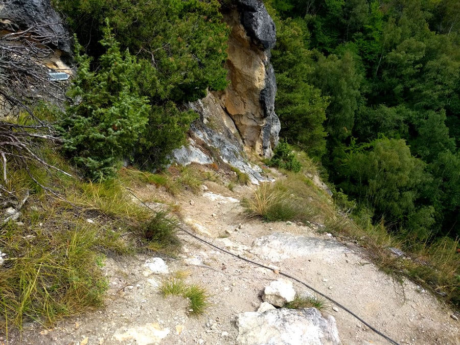 We overcome these sections by walking and being secured to the life line 