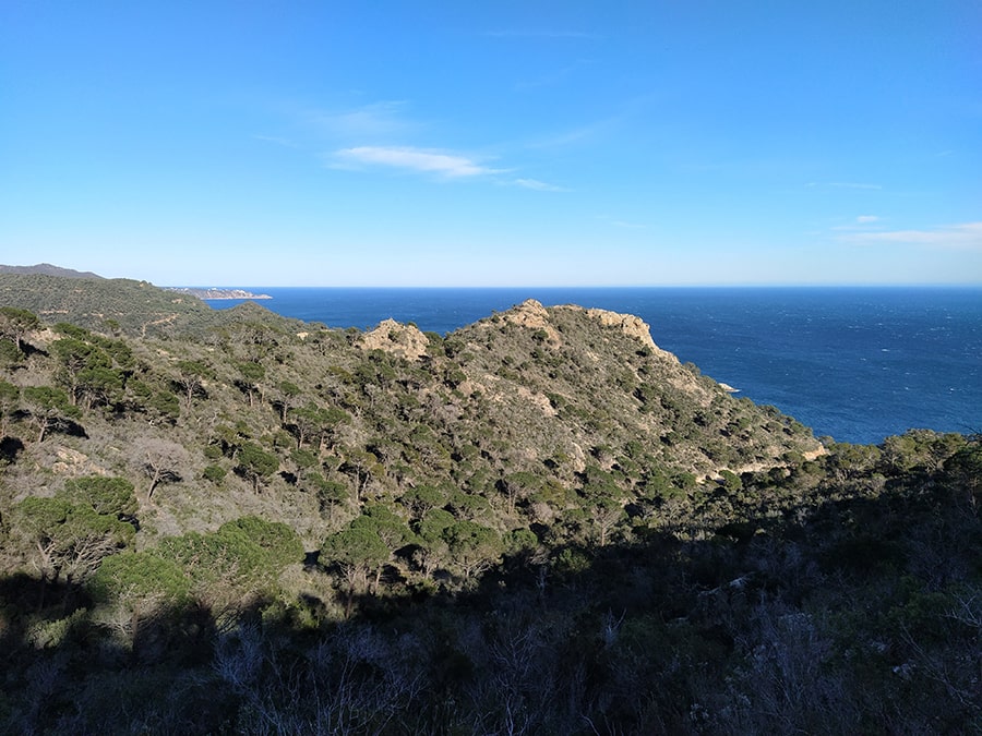 Vista a la cresta del Serrat de Moltons donde hay los pasos equipados 
