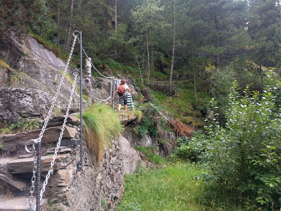 Different levels protected with handrails 
