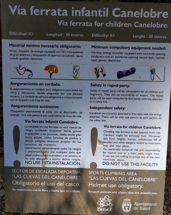 Cartel de la vía ferrata 