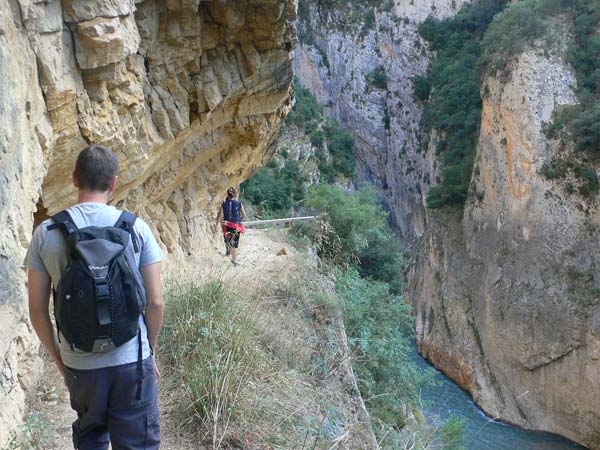 From this point the path is carved into the rock 