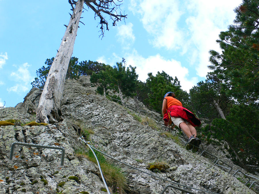Well-equipped and slightly vertical section 