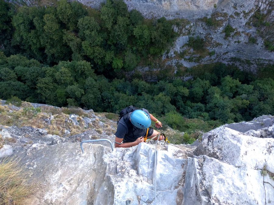 Paso final de salida de la vía ferrata 