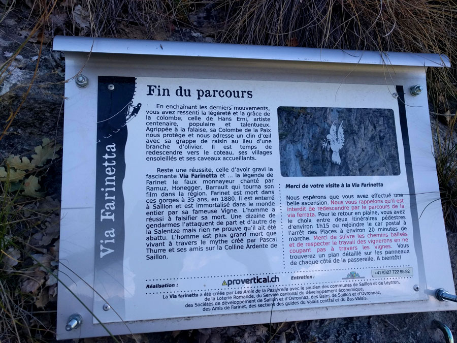 Cartel final de la vía ferrata 