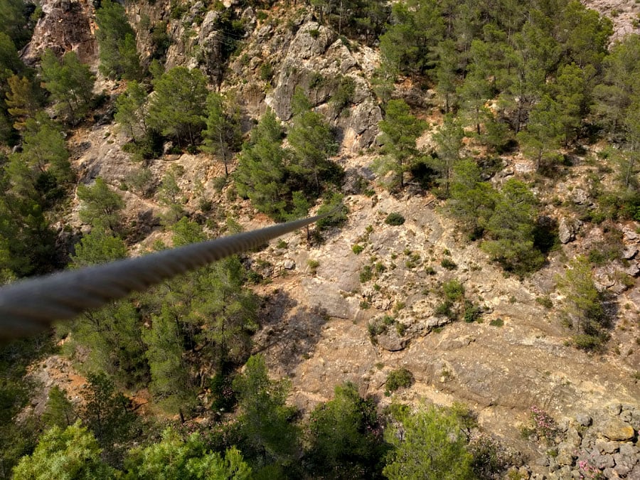 Detail of the optional 70 meter zip line cable 