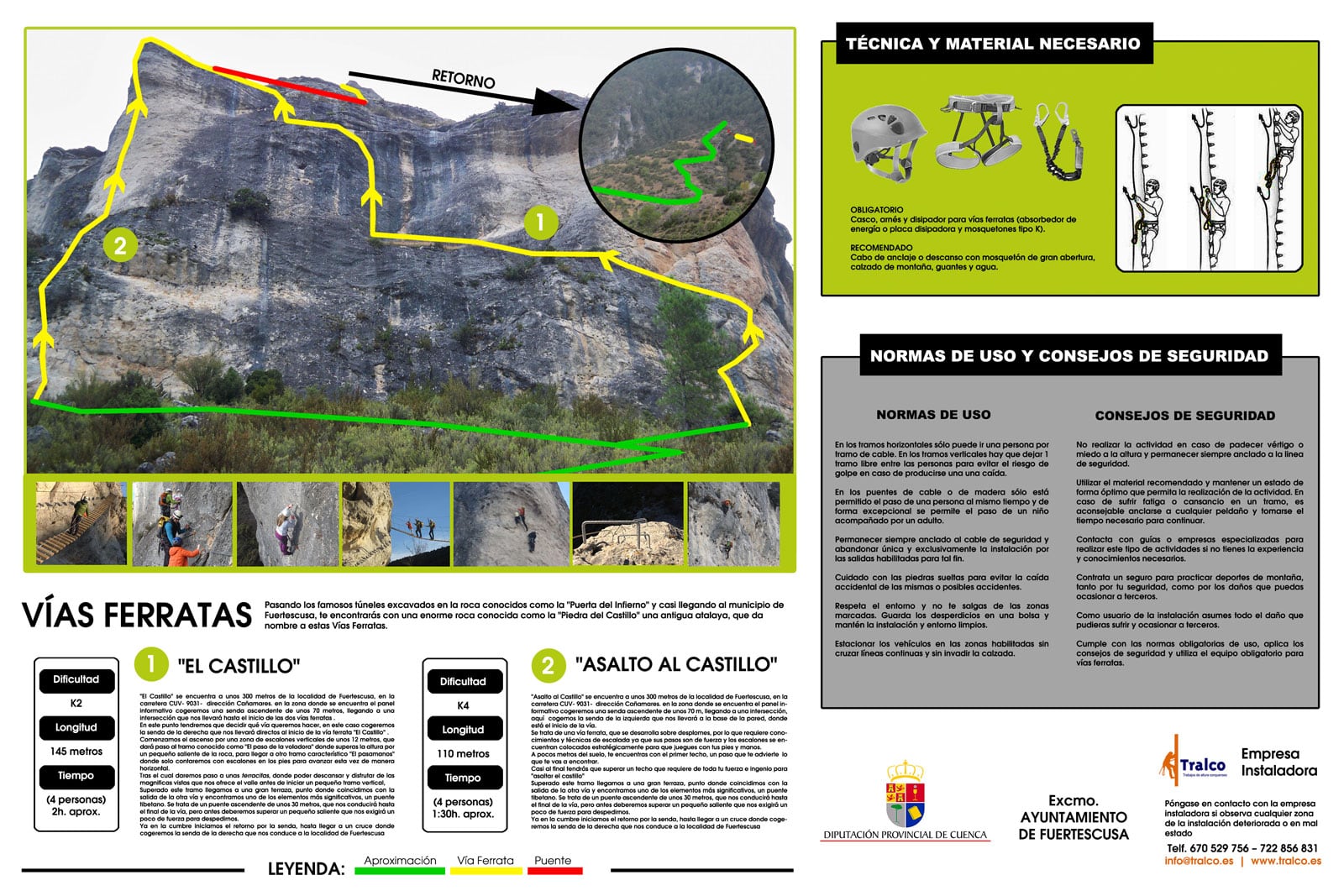 Croquis oficial de la vía ferrata. El número 2 es el recorrido del K4 | Asalta el Castillo 