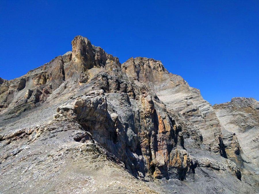 Vista hacia arriba al último tramo de la vía ferrata 