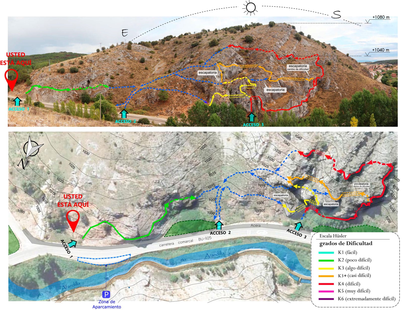 Croquis oficial de la vía ferrata 