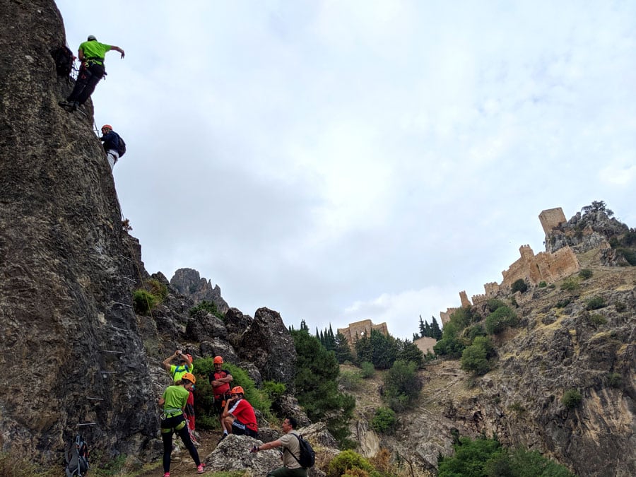 In the practice zone with the castle of La Iruela in the background 