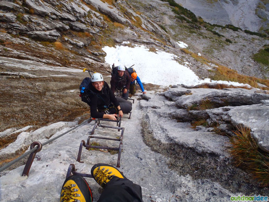 Start of the first section of via ferrata 