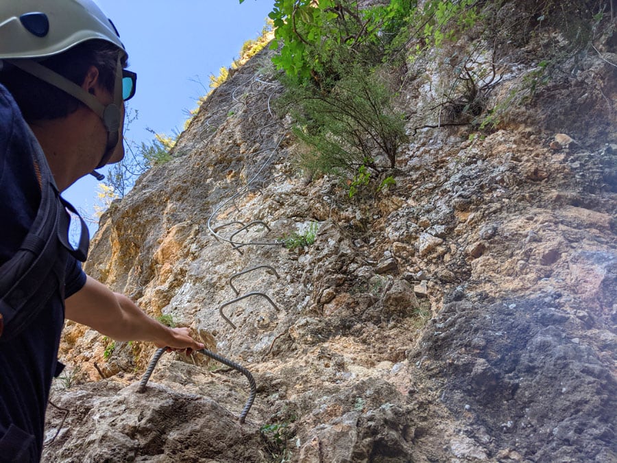 Primeros pasos de la vía ferrata 