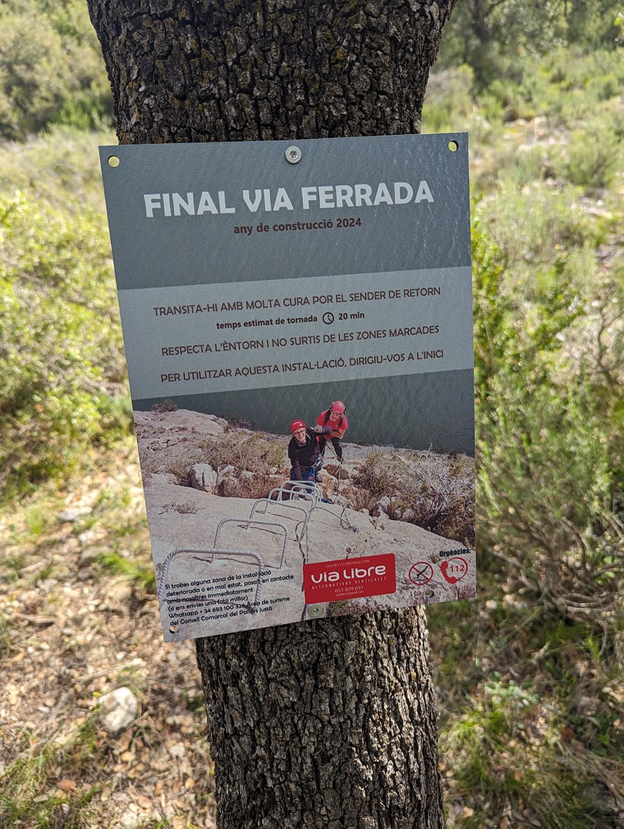 Cartel final de la vía ferrata 