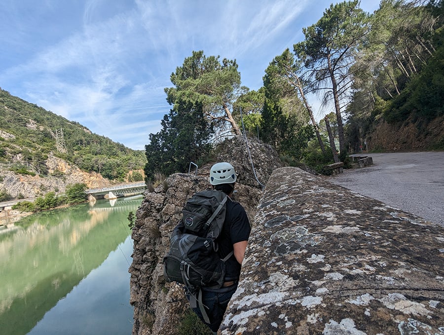 Vista atrás al inicio de la vía ferrata 