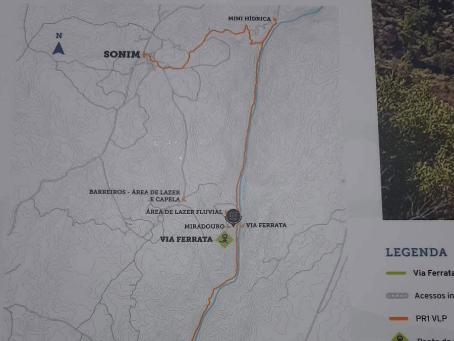 Situación de la vía ferrata junto al río Rabaçal 