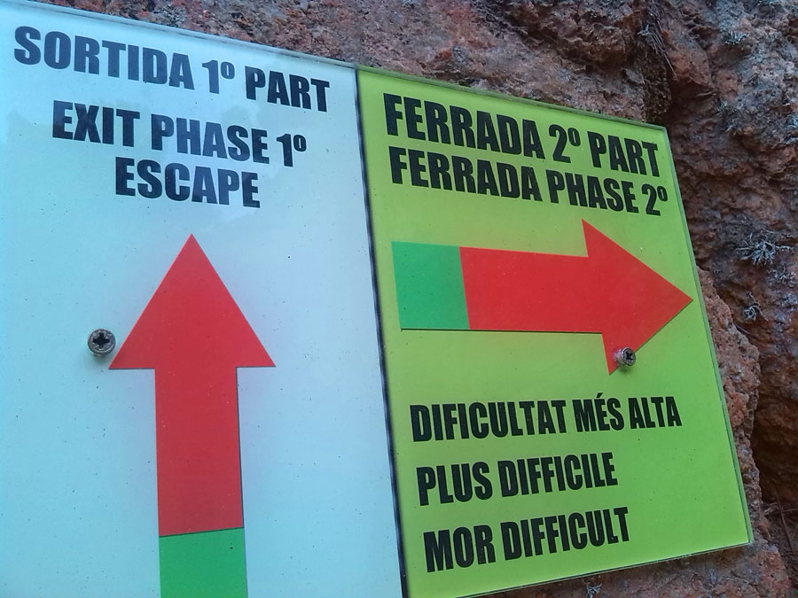 Signs before the Tibetan bridge –if we continue we