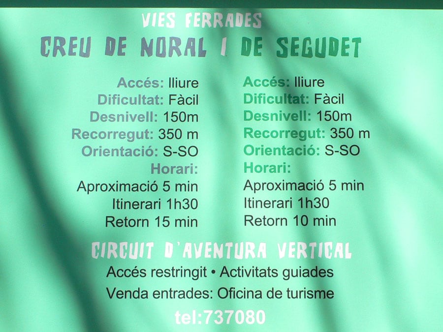 Indicative panel at the beginning of the ferrata 