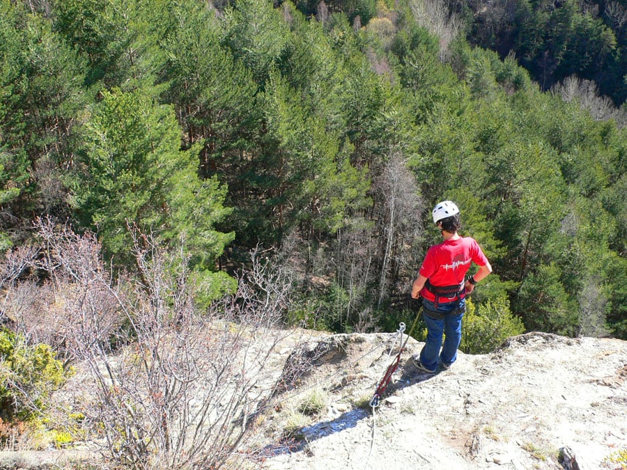 Climbing down at the end of the route 