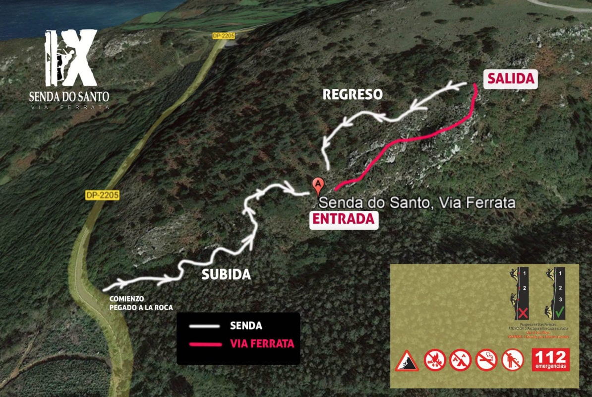 Croquis de la situación de la vía ferrata 