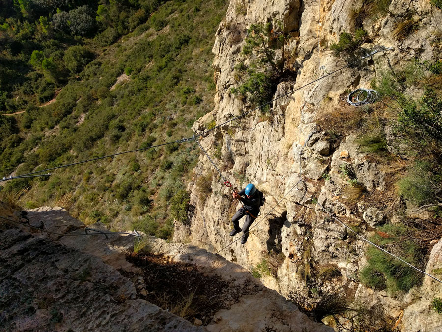 Vista del paso por el péndulo desde la otra pared