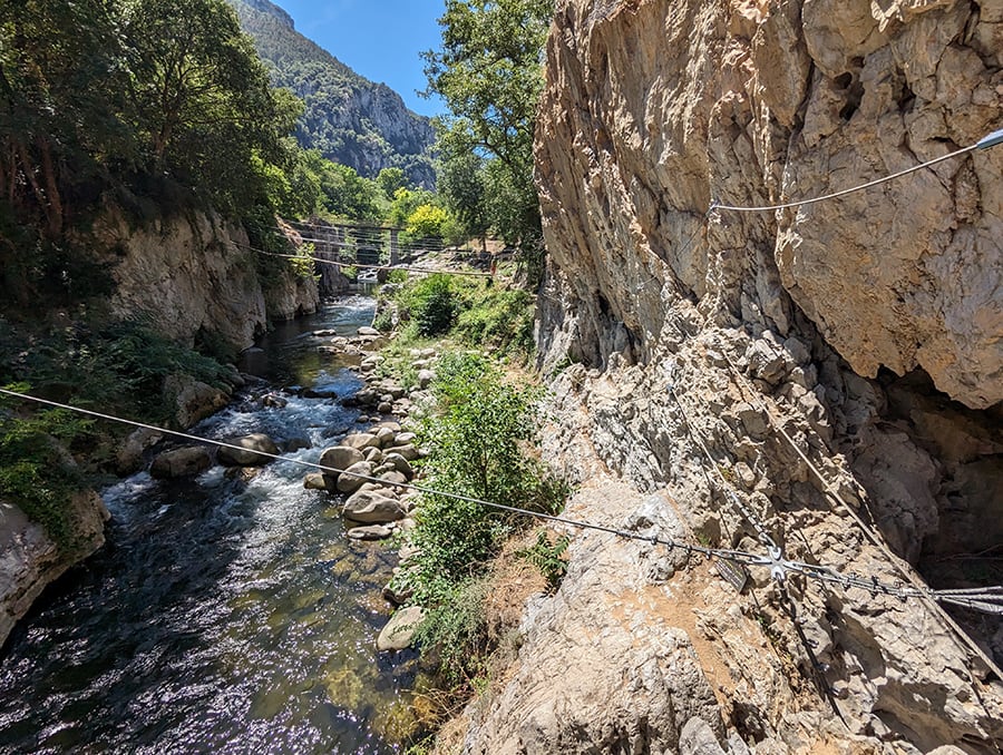 Vista atrás sobre el río Tet 