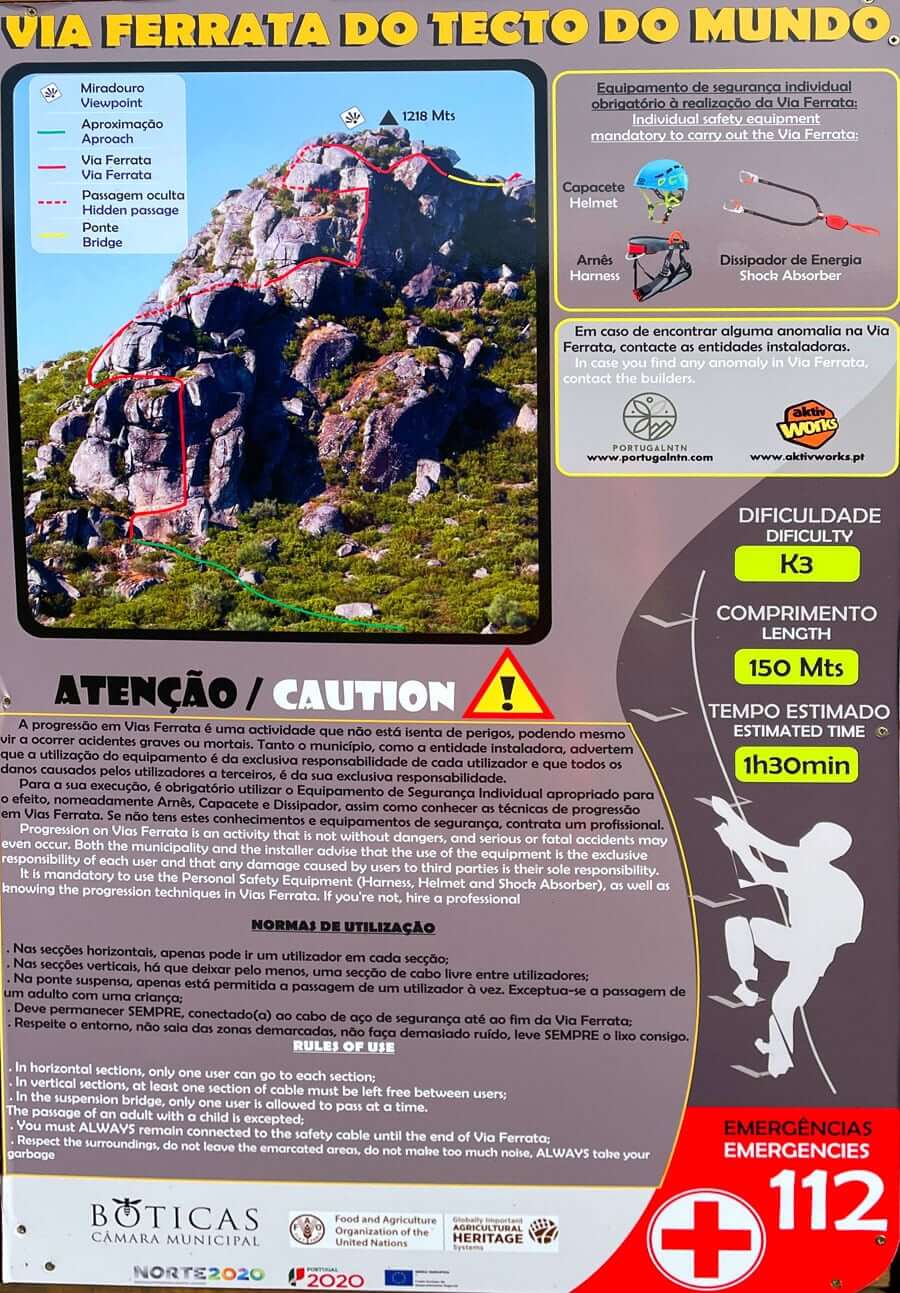 Croquis oficial de la vía ferrata do Teto do Mundo(© Equipadores)