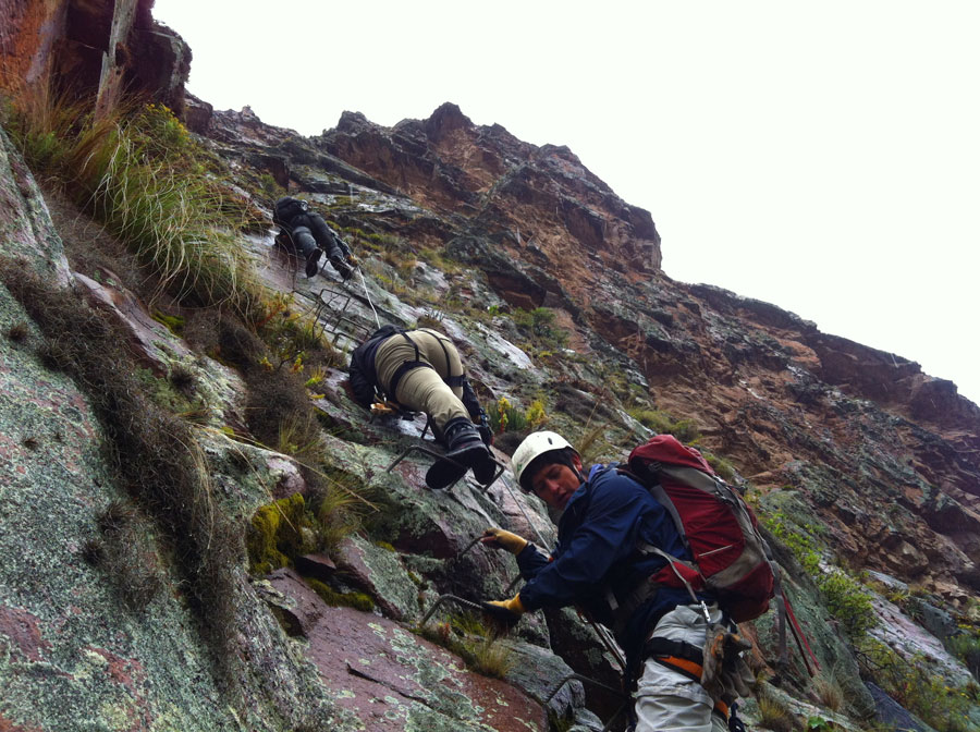 Going up with the guide and the rest of the group 