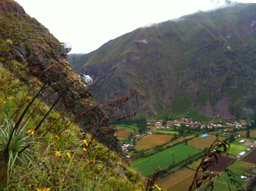 Looking back at the capsules and the village of Pachar 