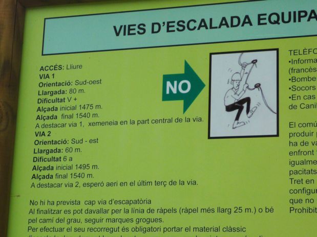Close-up of the informative signpost 