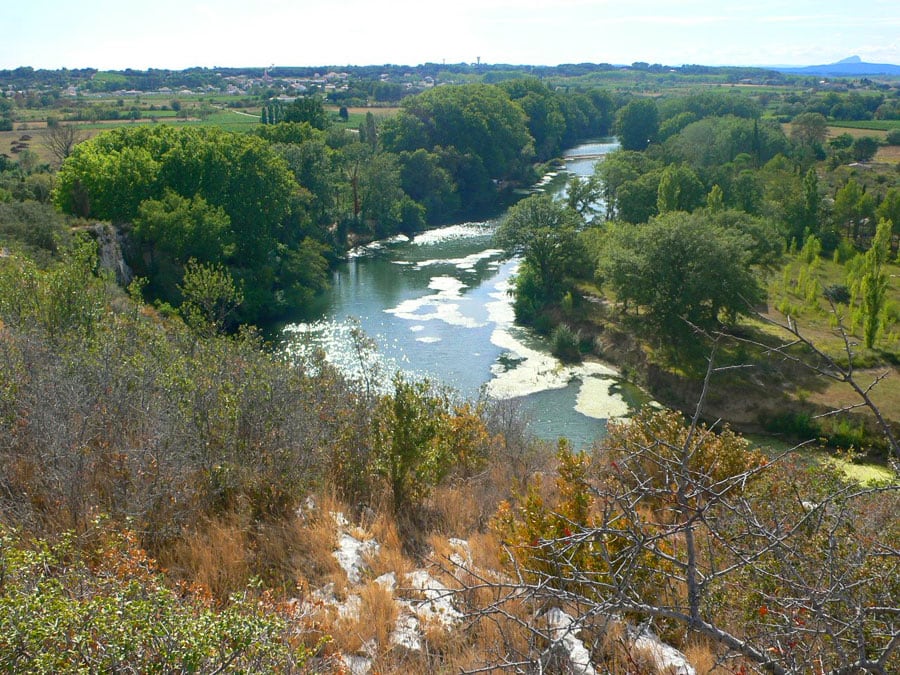 Vista del río Vidourle desde el final de la vía ferrata 