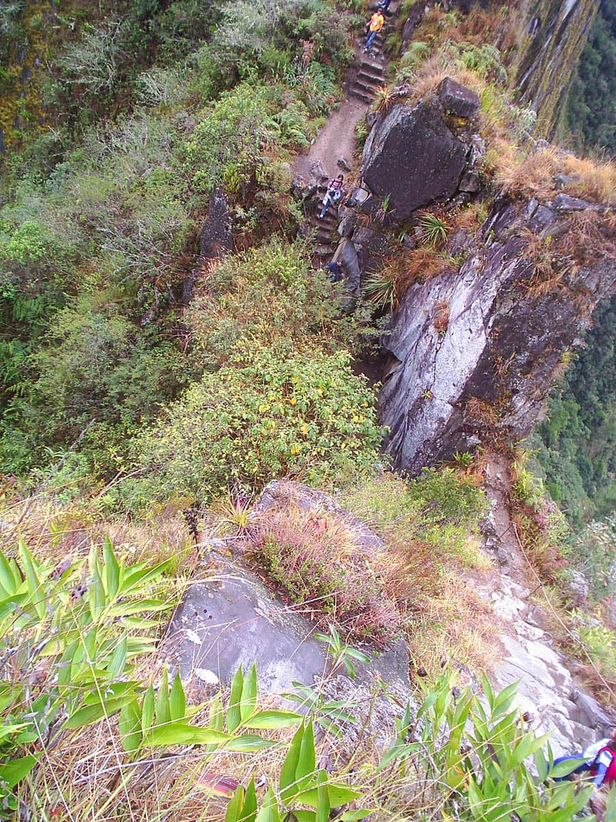 First section of the climb from the pass which separates Machu Picchu from Wayna Picchu 