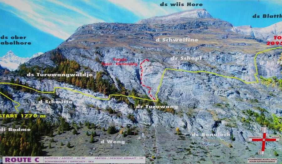 Croquis de la Ruta C que incluye la A y la B