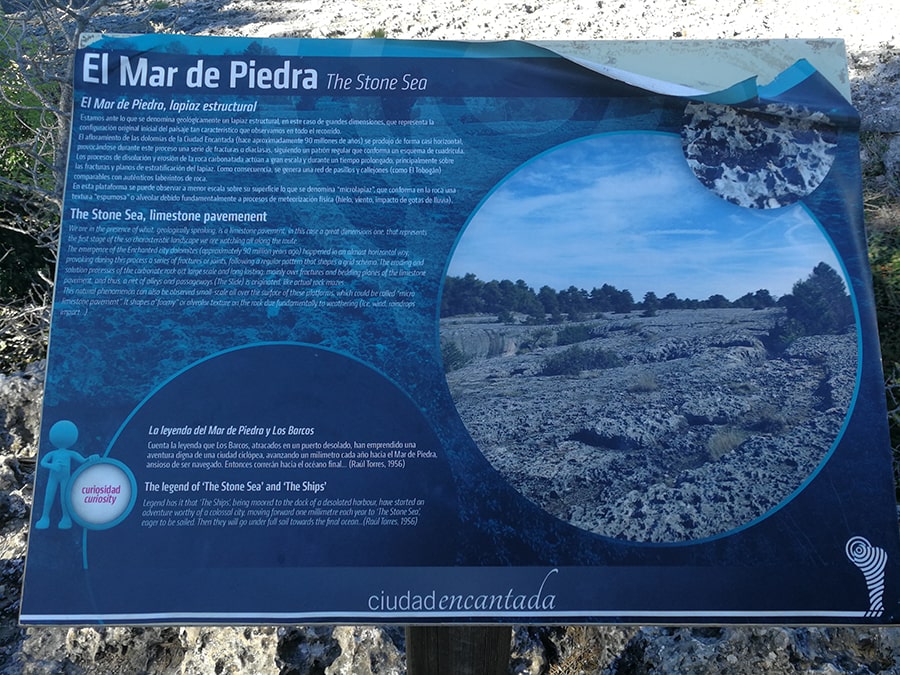 Cartel informativo del Mar de Piedra 