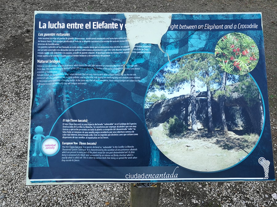 Cartel informativo de Elefante y Cocodrilo 
