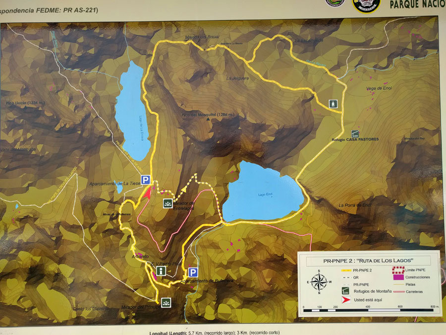 Croquis oficial de la ruta circular a los lagos de Covadonga 
