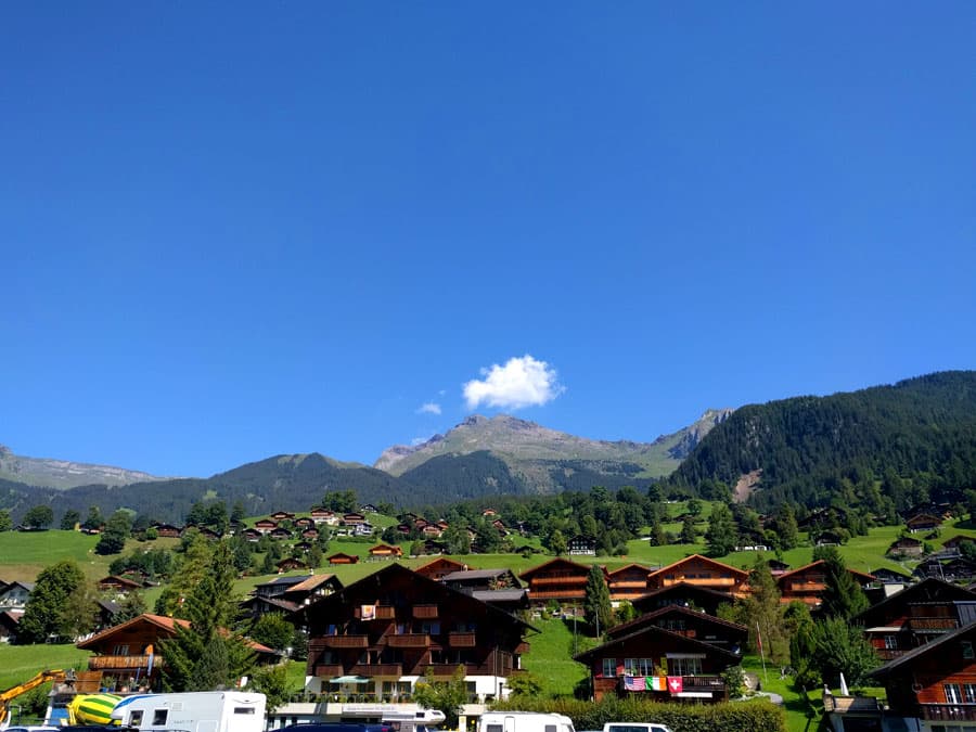 Typical wooden houses in Grindelwald village 