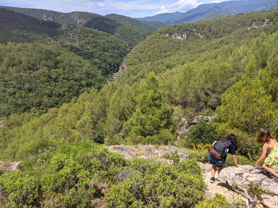 Regreso desde el mirador de la Roca del Lloro al fondo podemos ver el río y las pasarelas 