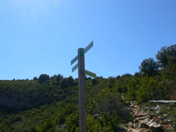 Indicadores. Hacia arriba entrada al Básender(Cruciacha) hacia abajo el Vero y la ermita de San Martín 
