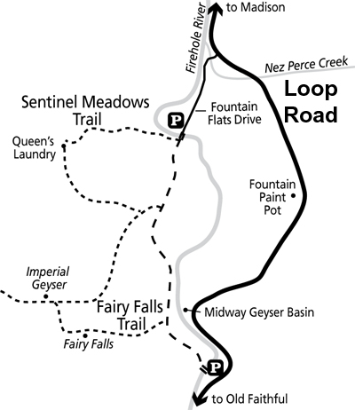 Croquis del camino Fairy Falls 