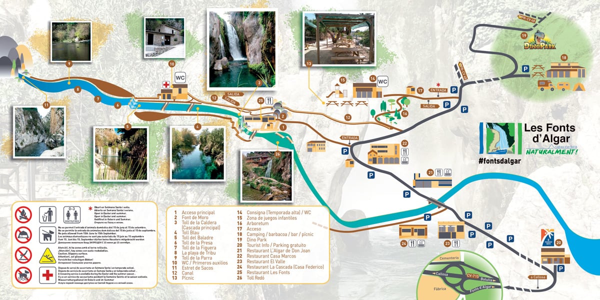 Croquis oficial de la ruta de les Fonts d'Algar