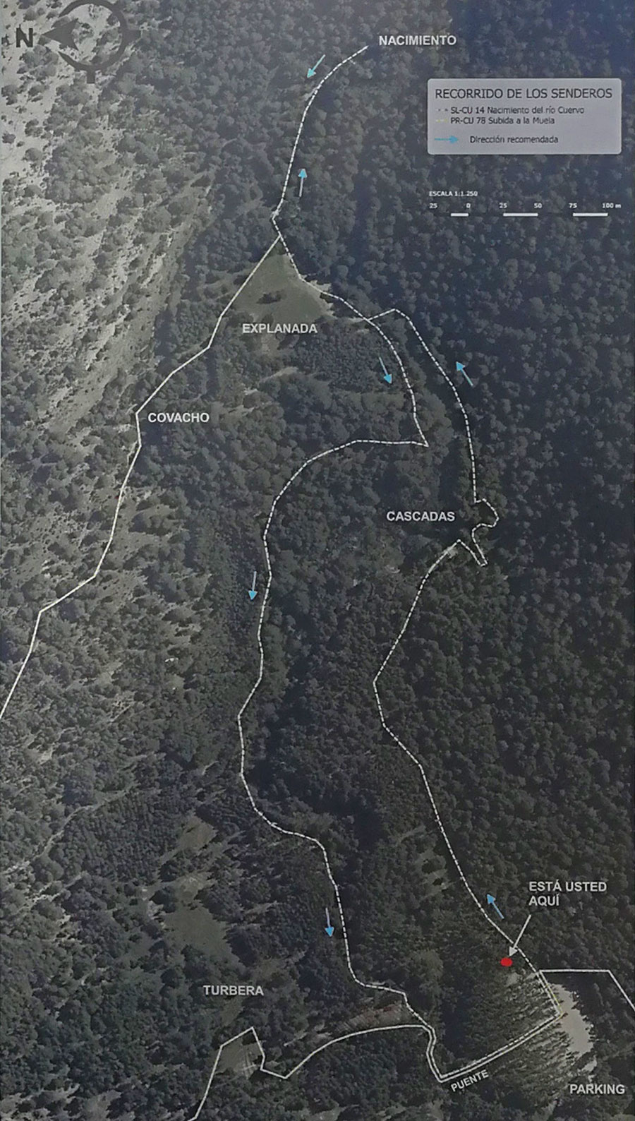 Nacimiento del río Cuervo -plano oficial del camino-